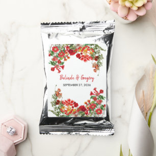 Red Floral Garden Botanical Flowers Wedding Coffee Drink Mix