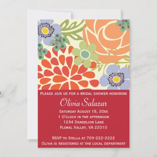 Red Floral Garden Bridal Shower Invitation