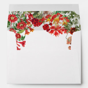 Red Floral Garden Flowers 5x7 Wedding Invitation Envelope