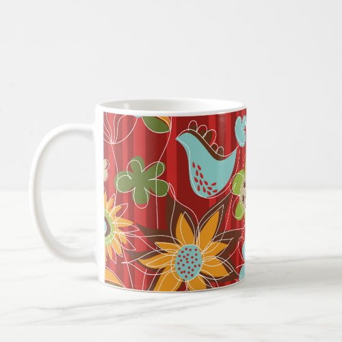 Red Floral Garden Mug