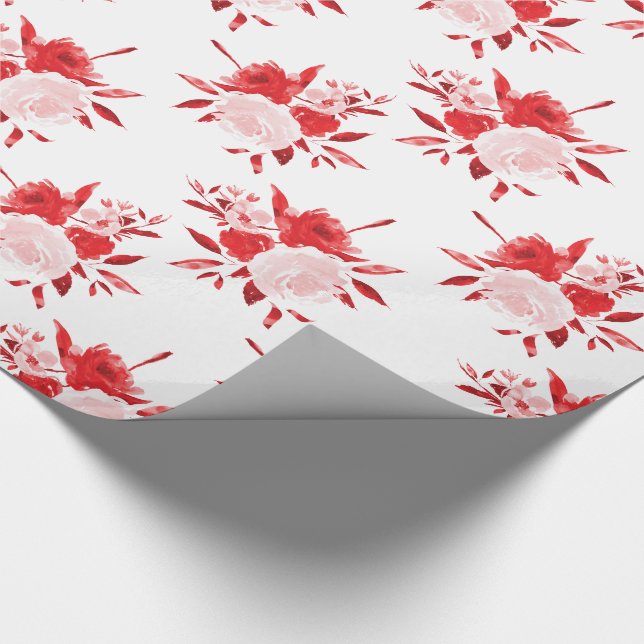 Red Floral Gift Wrapping Paper (Corner)