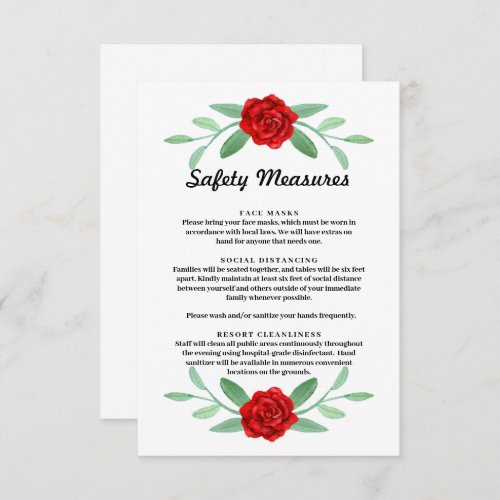 Red Floral Greenery Foliage Safety Measures Card