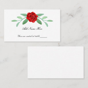 Red Floral Greenery Foliage Table Place Card