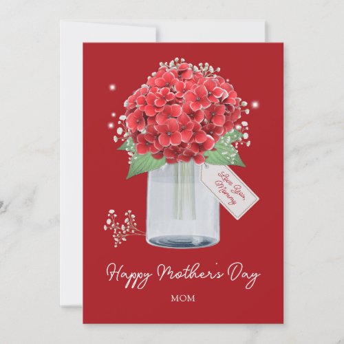 Red Floral Happy Mothers Day Card