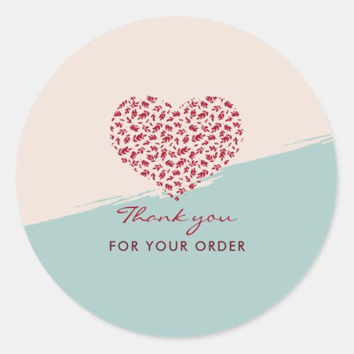 Red Floral Heart Elegant Thank You Classic Round Sticker