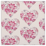 Red floral heart fabric