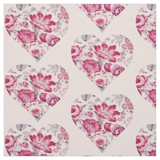 Red floral heart fabric
