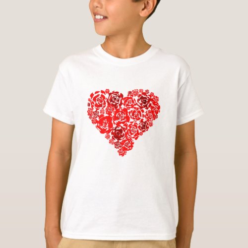 Red Floral Heart T_Shirt