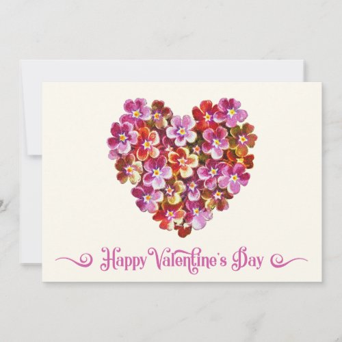 Red Floral Heart Vintage Happy Valentines Day Holiday Card