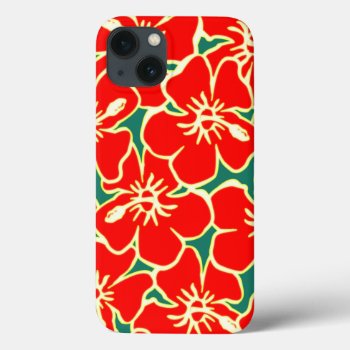 Red Floral Hibiscus Hawaiian Flowers Ipad  Case by macdesigns2 at Zazzle