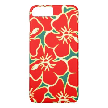 Red Floral Hibiscus Hawaiian Flowers Phone Case by macdesigns2 at Zazzle