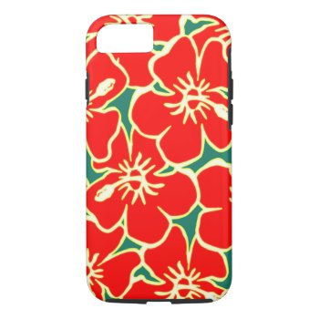 Red Floral Hibiscus Hawaiian Flowers Phone Case by macdesigns2 at Zazzle
