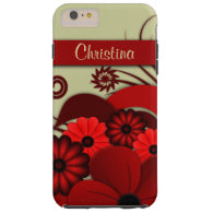 Red Floral Hibiscus iPhone 6 Plus Tough Case Cover Tough iPhone 6 Plus Case