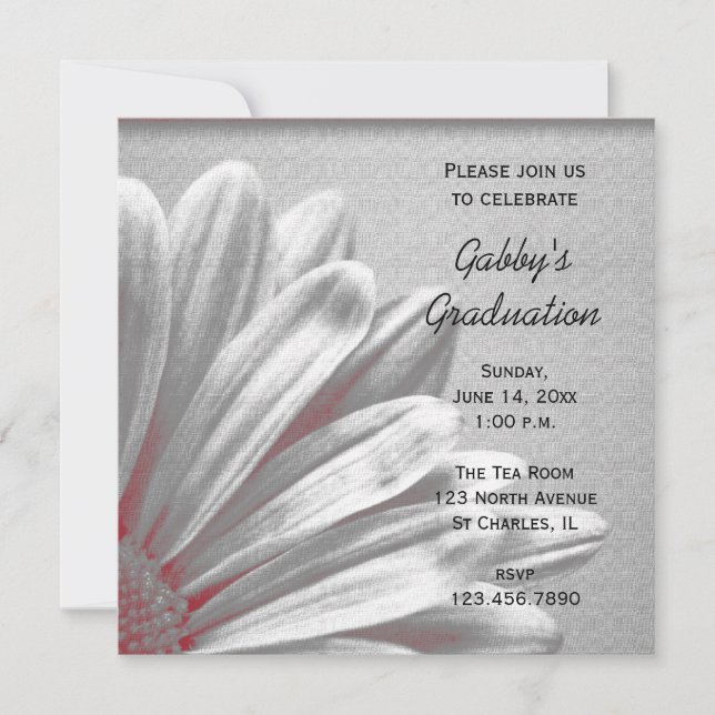 Red Floral Highlights Graduation Party Invitation (Front)