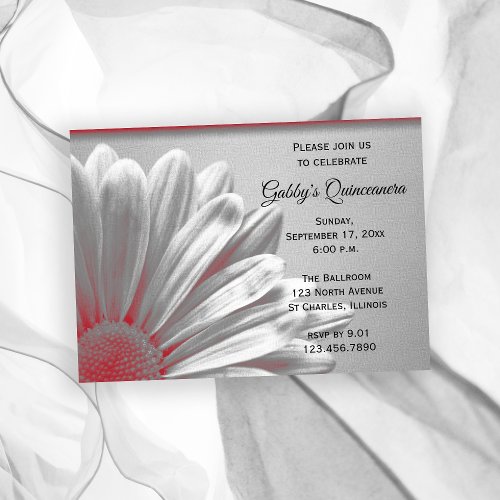 Red Floral Highlights Quinceanera Party Invitation