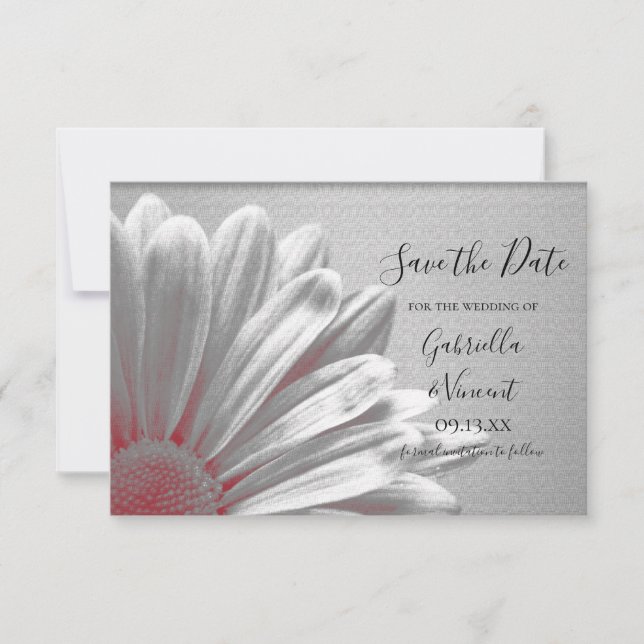 Red Floral Highlights Wedding Save the Date (Front)