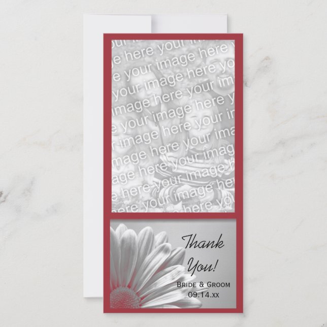 Red Floral Highlights Wedding Thank You Card (Front)