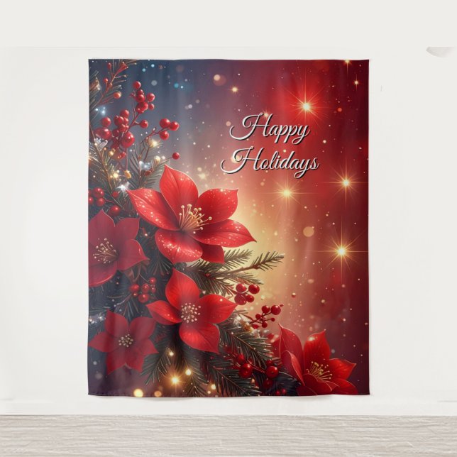 Red Floral Holiday Backdrop (Front)