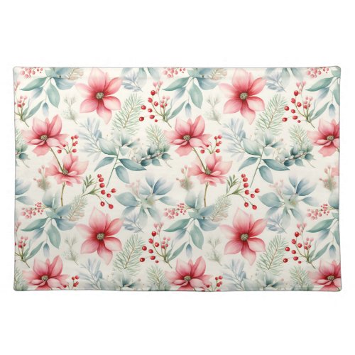 Red Floral Holiday Table Cloth Placemat