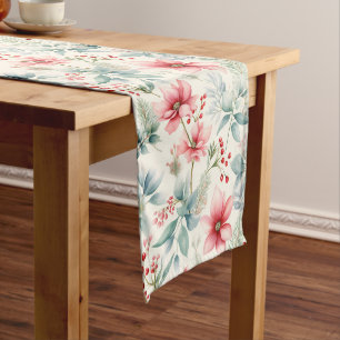 Red Floral Holiday Table Runner