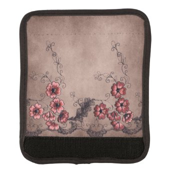 Red Floral Lace Look Luggage Handle Wrap by JLBIMAGES at Zazzle
