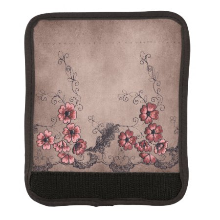 Red Floral Lace Look Luggage Handle Wrap