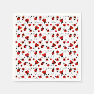 Red Floral Ladybugs Napkins