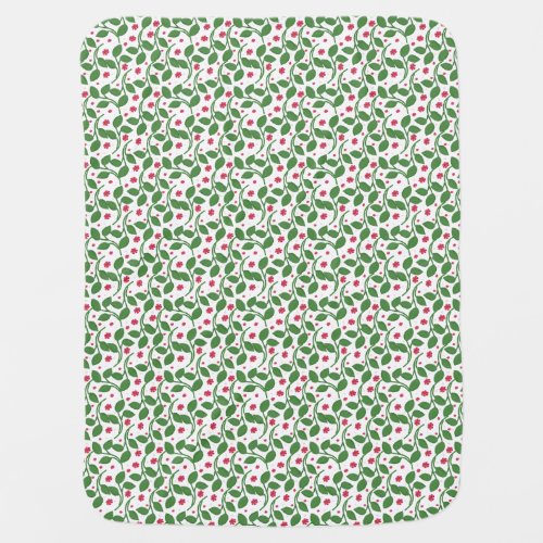 Red Floral Leaf Pattern, Dark Botanical Seamless  Baby Blanket