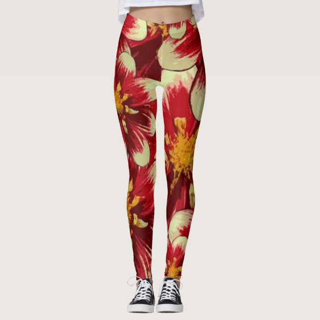 Red Floral  Leggings (Front)