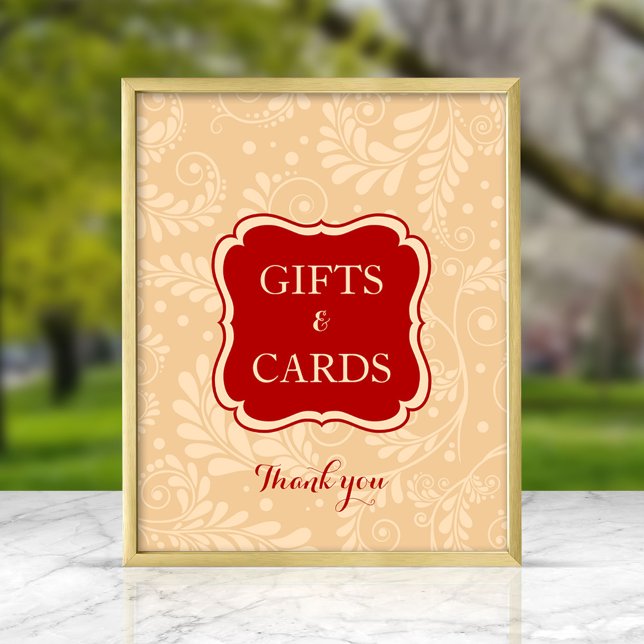 Red Floral Line Art Gifts & Cards Sign (Creator Uploaded)
