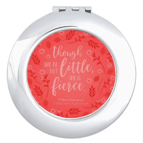 Red Floral Little But Fierce William Shakespeare Compact Mirror