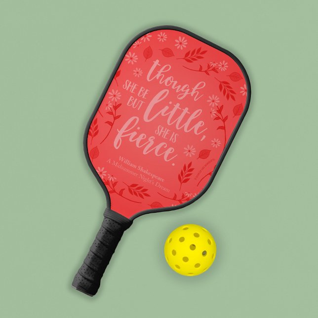 Red Floral Little But Fierce William Shakespeare Pickleball Paddle (Creator Uploaded)