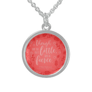 Red Floral Little But Fierce William Shakespeare Sterling Silver Necklace