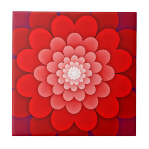Red Floral Mandala-58566 Ceramic Tile