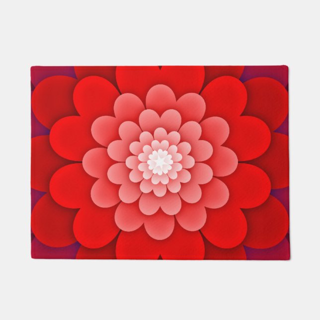 Red Floral Mandala-58566 Doormat (Front)