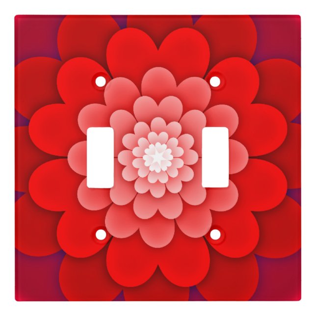 Red Floral Mandala-58566 Light Switch Cover (Front)