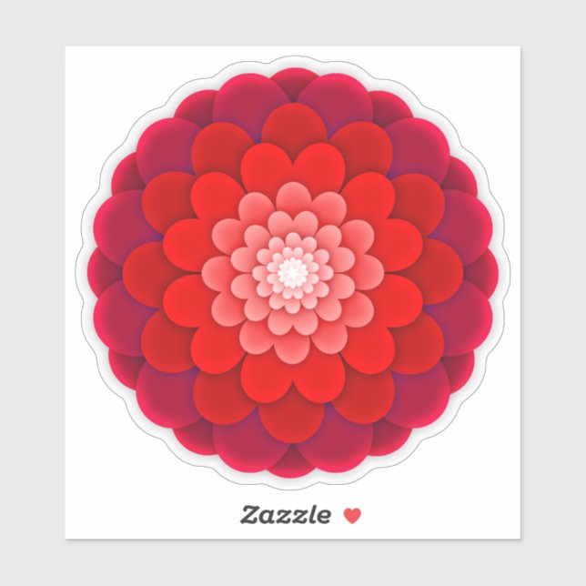 Red Floral Mandala-58566 Sticker (Sheet)