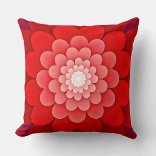 Red Floral Mandala-58566 Throw Pillow