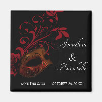 Red Floral Masquerade Save The Date