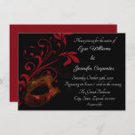 Red Floral Masquerade Wedding Invitation
