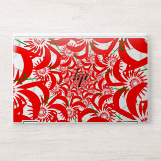 Red floral meadow HP laptop skin
