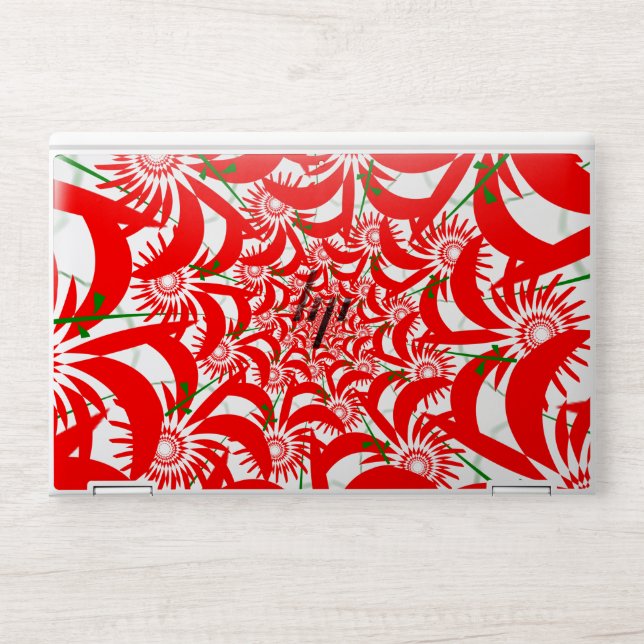 Red floral meadow HP laptop skin (Front)