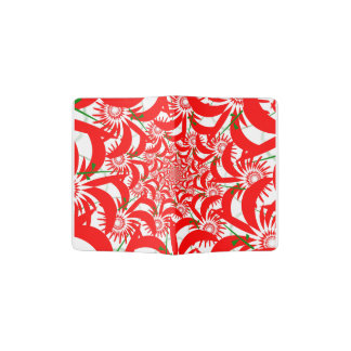 Red floral meadow passport holder