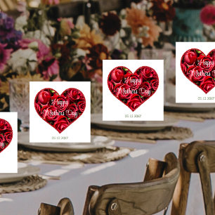 Red Floral Modern Elegant Happy Mothers Day Party Napkins