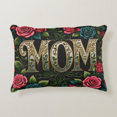 red floral mom accent pillow