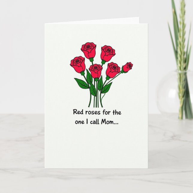 Red Floral Mom Message Card (Front)