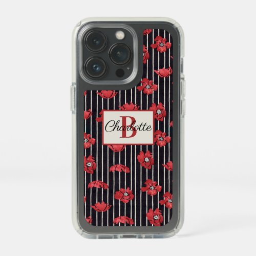 Red Floral Monogram Speck Case