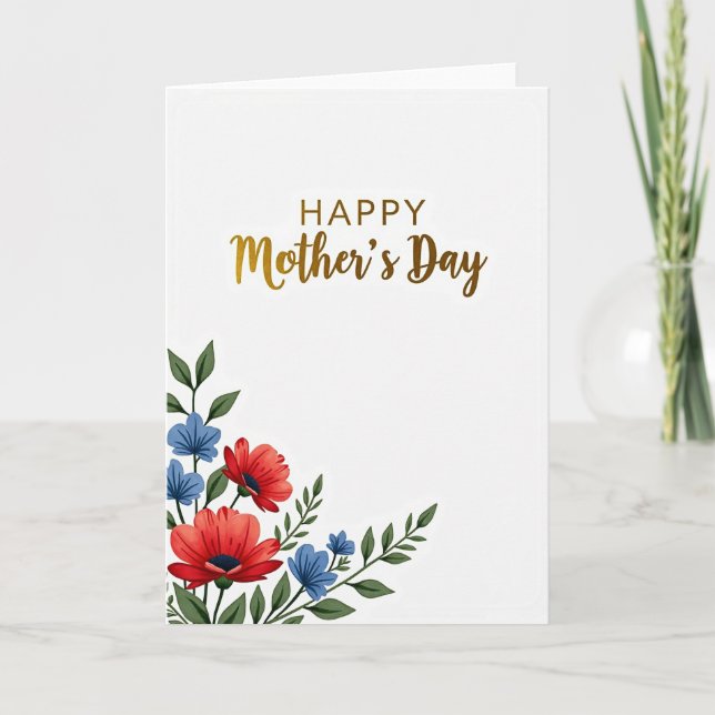 Red Floral Mothers Day Card (Front)