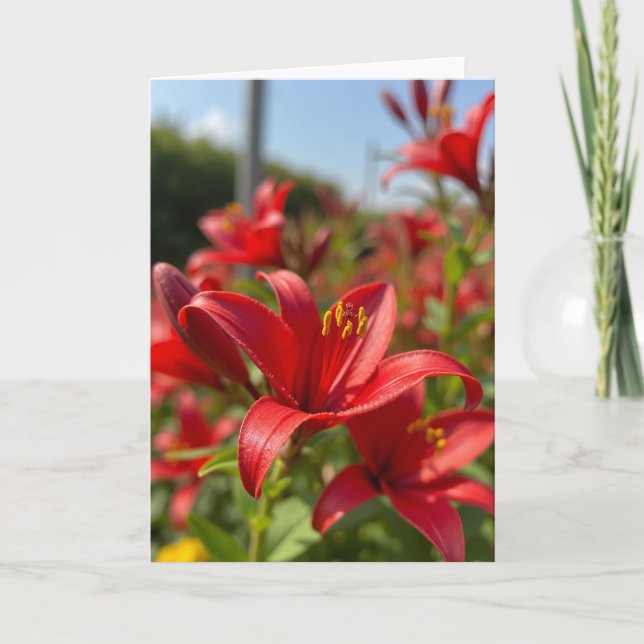 Red Floral Mothers Day Photo Card (Front)