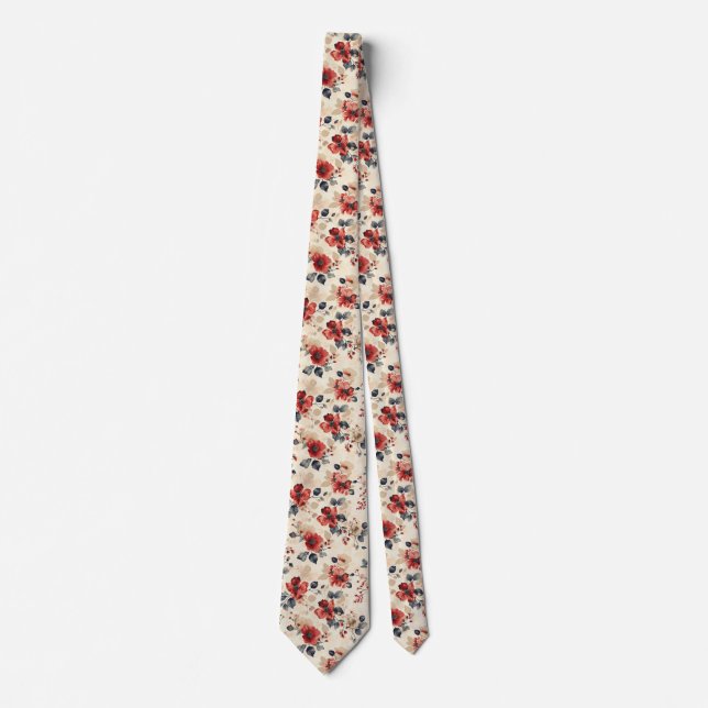 Red Floral Neck Tie (Front)